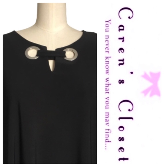 Ann Klein Black Stretch Jersey Swing Dress - Picture 3 of 6